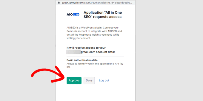 セムラッシュの承認 Approve Semrush