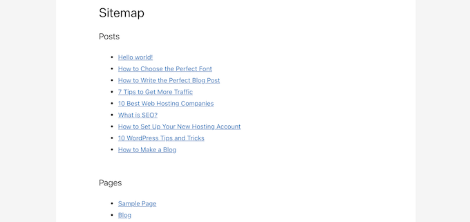 HTML サイトマップの例 HTML sitemap example