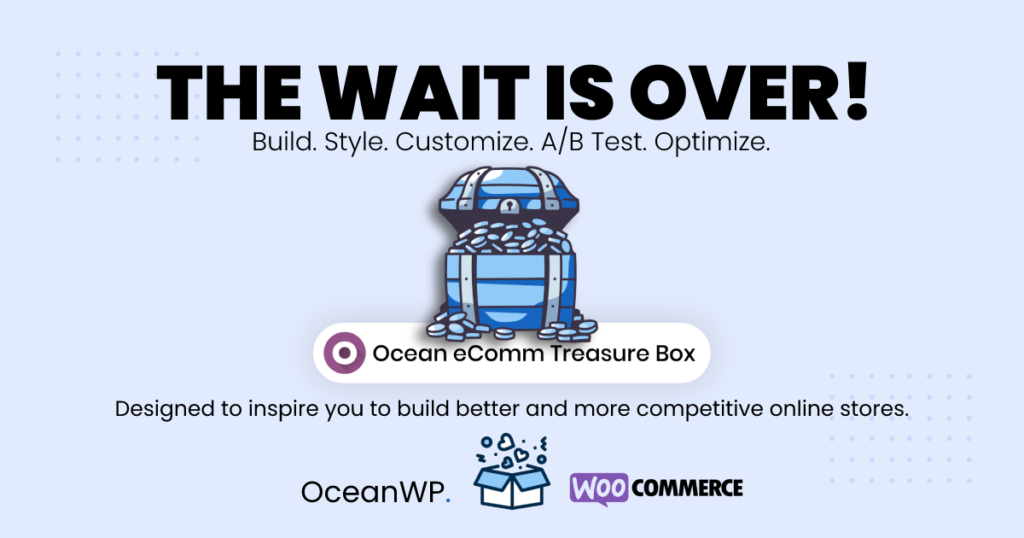 Banner di annuncio dello strumento del sito Web di e-commerce personalizzato di OceanWP per il componente aggiuntivo Ocean eComm Treasure Box per WooCommerce