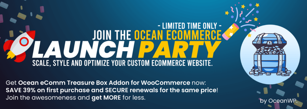 componente aggiuntivo del sito Web di e-commerce personalizzato per il banner promozionale WooCommerce di OceanWP