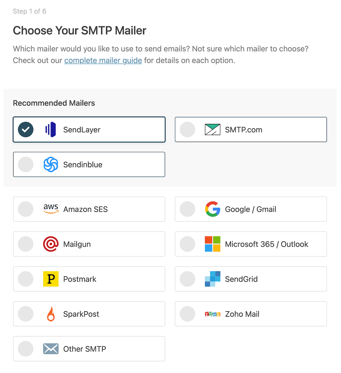 Choosing an email provider on WP Mail SMTP