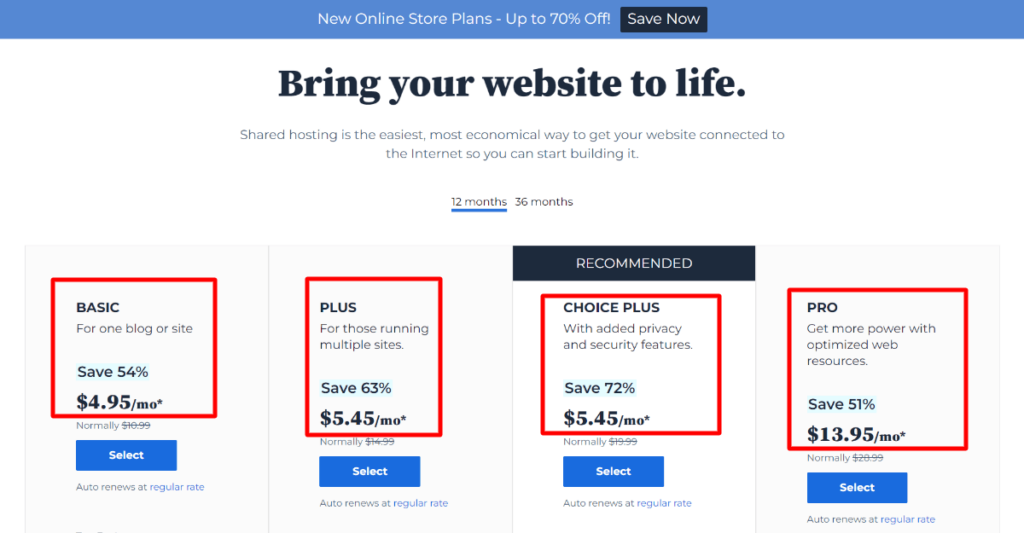 تسعير Bluehost
