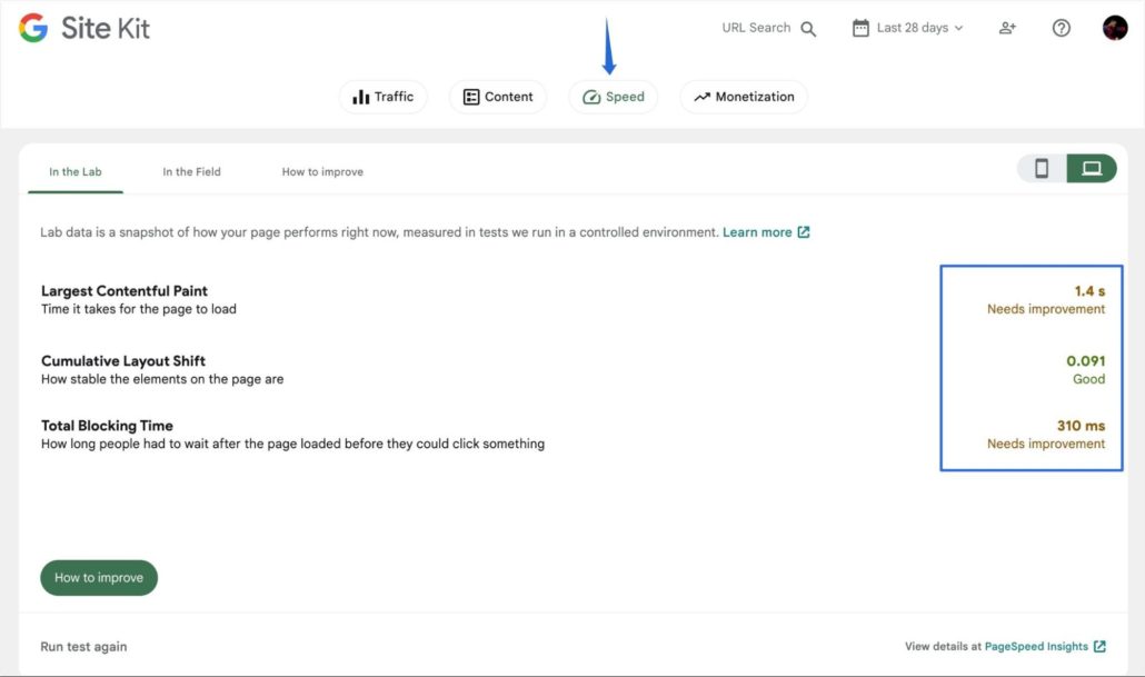 PageSpeed 洞察数据