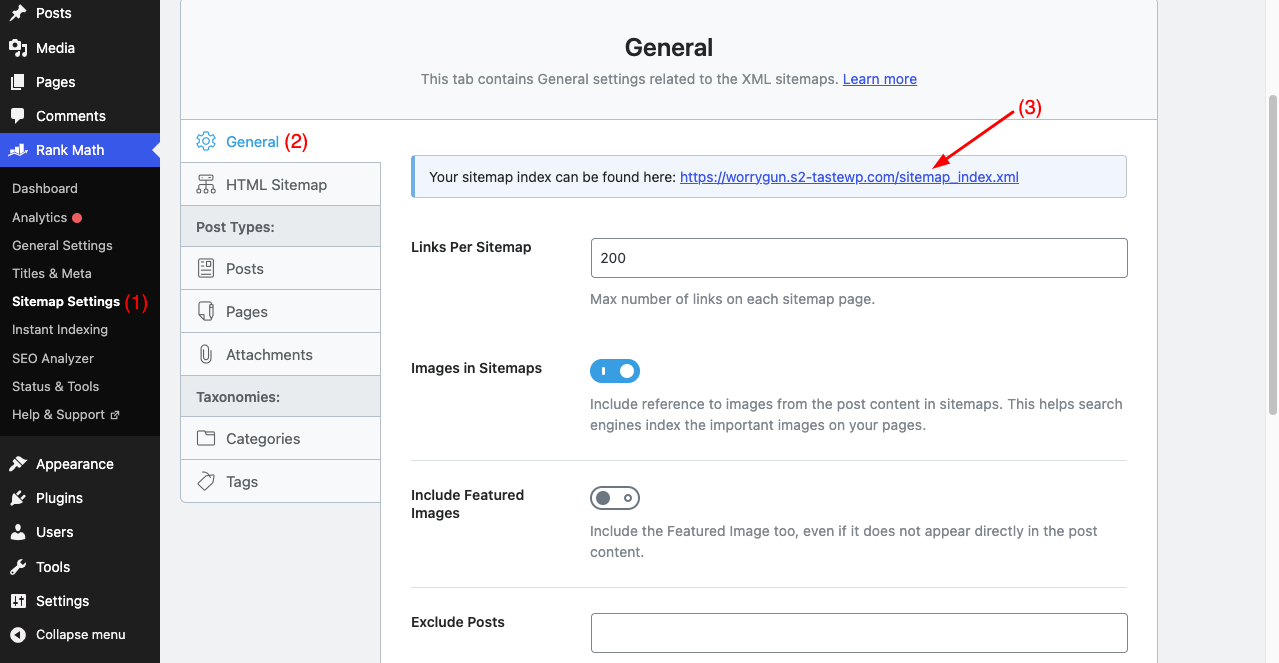 Explore Sitemaps using the Rank Math SEO Plugin