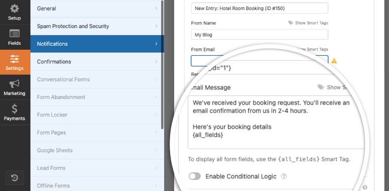 การแจ้งเตือนทางอีเมลการจองห้องพักแบบกำหนดเอง - IsItWP - ตัวตรวจจับธีม WordPress ฟรี custom room booking email notification