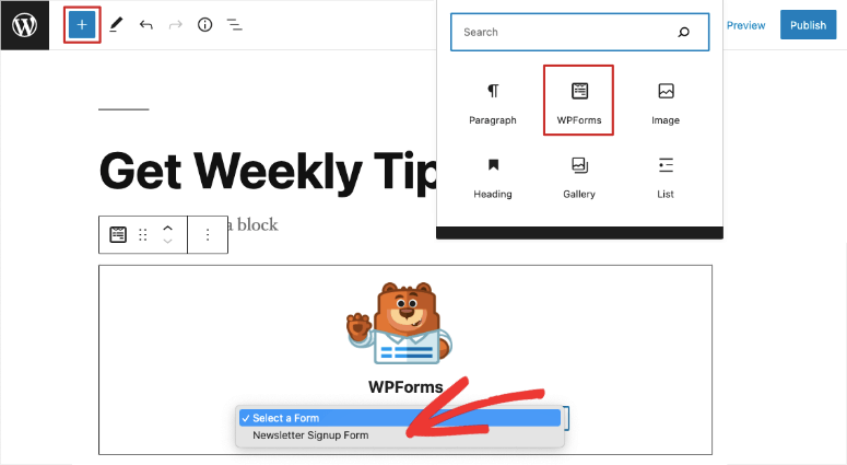 เพิ่ม wpforms ในตัวแก้ไขบล็อก - IsItWP - ตัวตรวจจับธีม WordPress ฟรี add wpforms in block editor