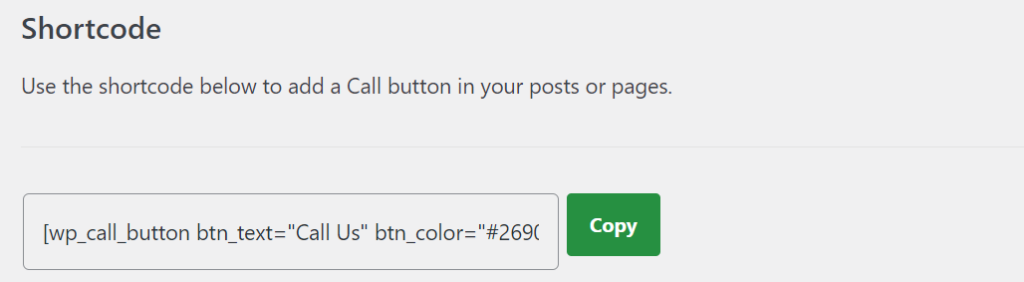 Il campo di immissione dello shortcode in WordPress