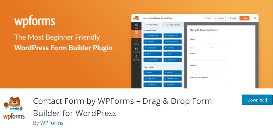 WPForms – 用于 WordPress 的拖放式表单生成器