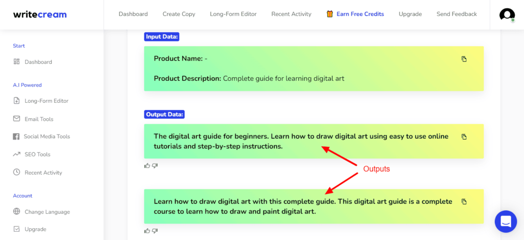 คำอธิบาย Meta Description ของ Writecream SEO