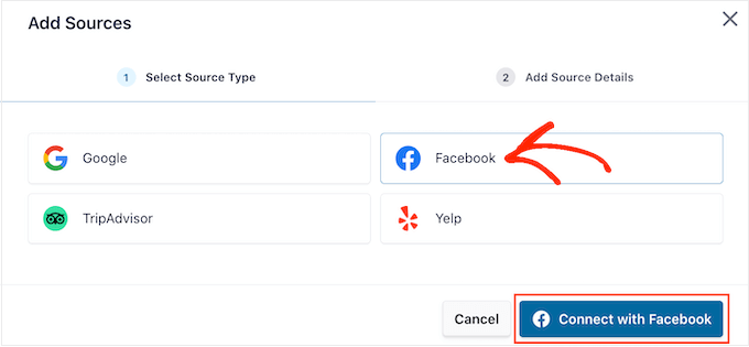 การเลือกแหล่งที่มาสำหรับรีวิวบน Facebook ของคุณ Selecting a source for your Facebook reviews