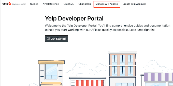 การเข้าถึงเว็บไซต์ Yelp Developers Getting access to the Yelp Developers website