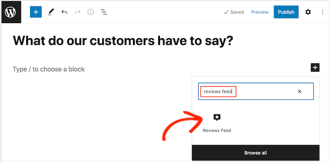 การเพิ่มบล็อกฟีดรีวิวไปยังเว็บไซต์ WordPress ของคุณ Adding a Reviews Feed block to your WordPress website