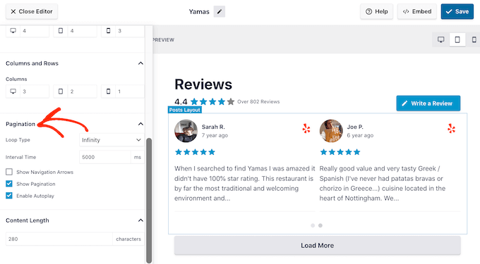 กำลังแสดงบทวิจารณ์ในรูปแบบวงล้อ Showing reviews in a carousel layout