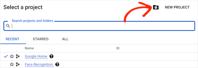 การสร้างโครงการใหม่ใน Google Cloud Console Creating a new project in the Google Cloud Console