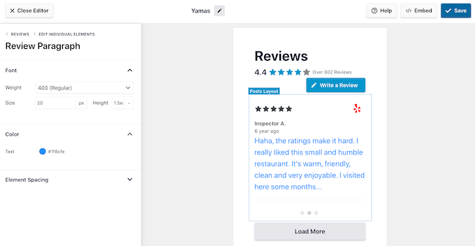 การเปลี่ยนรูปแบบข้อความในฟีดรีวิว Changing the text style in a review feed