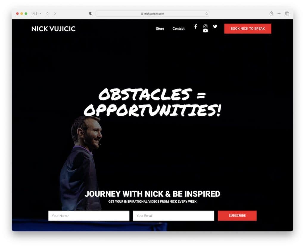 site de conférencier nick vujicic