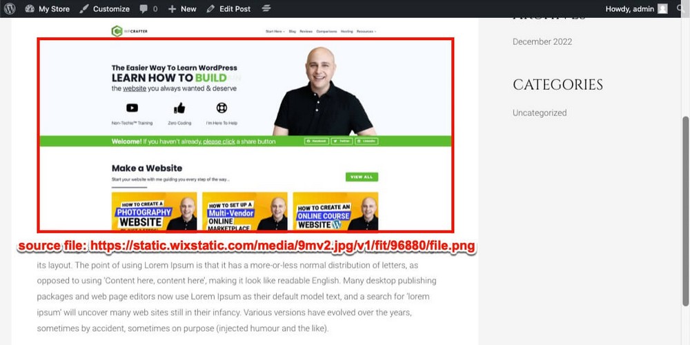 Las imágenes no se importan a WordPress desde Wix