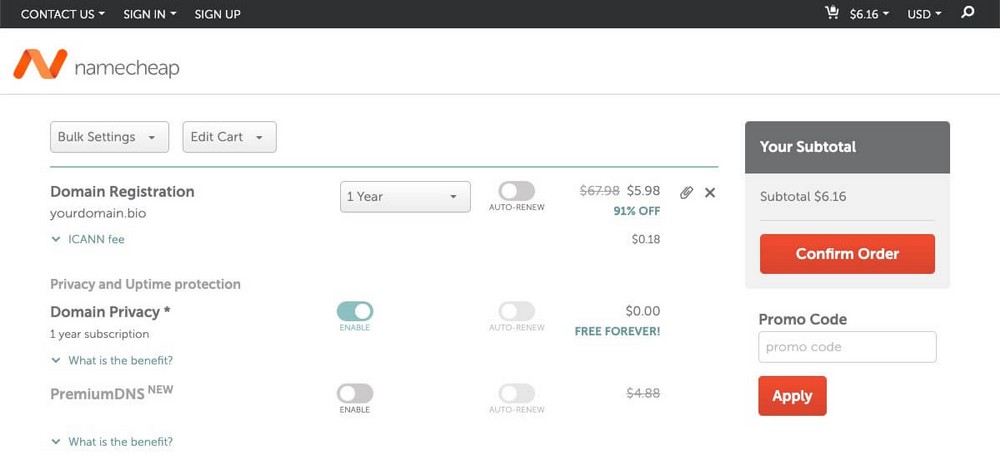 Cómo comprar un dominio en Namecheap
