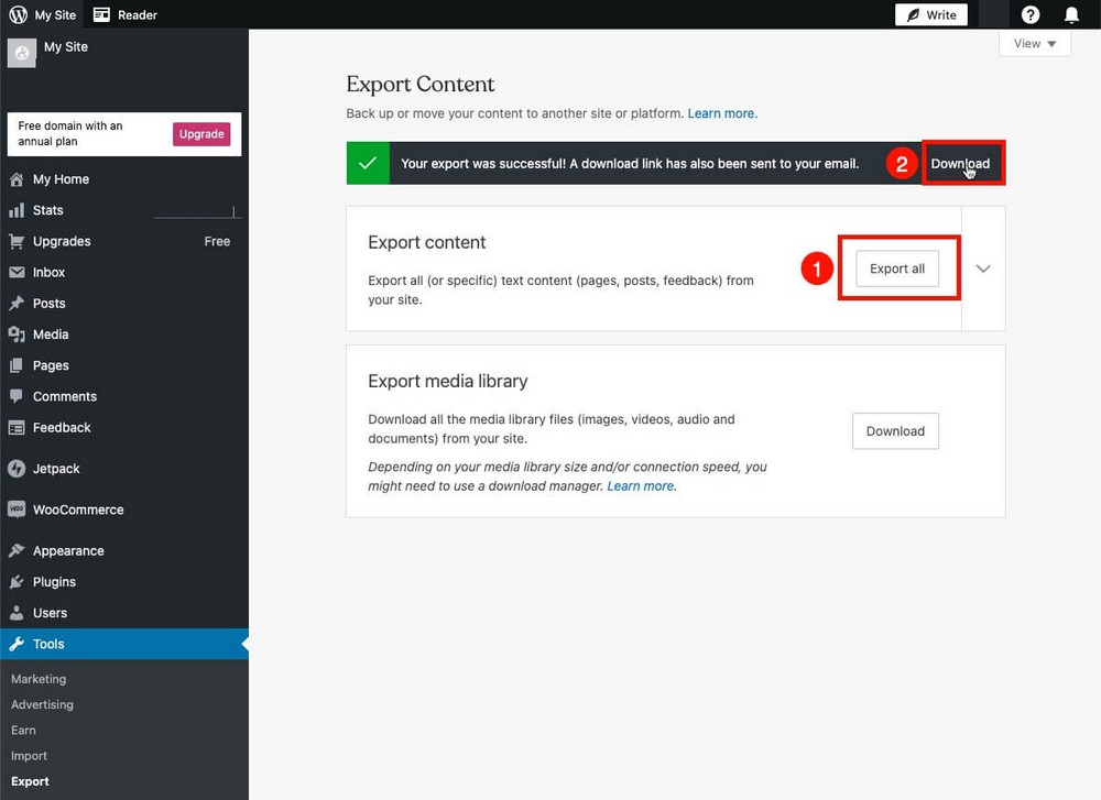 Exportar todo el contenido de WordPress.com