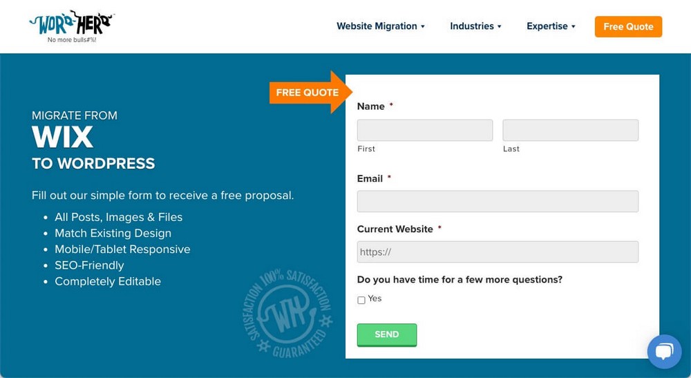 Subcontratar la migración de Wix a WordPress