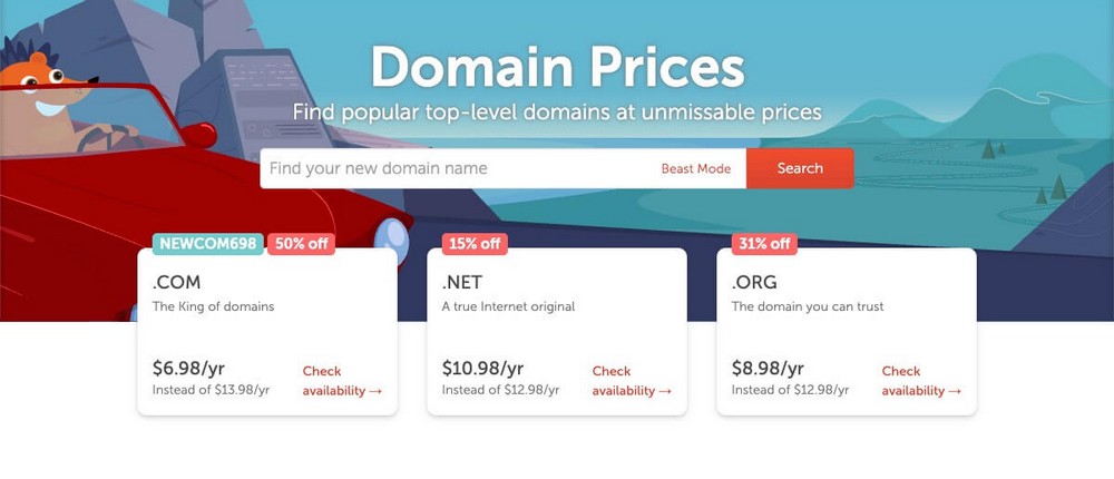 Precios de dominios Namecheap