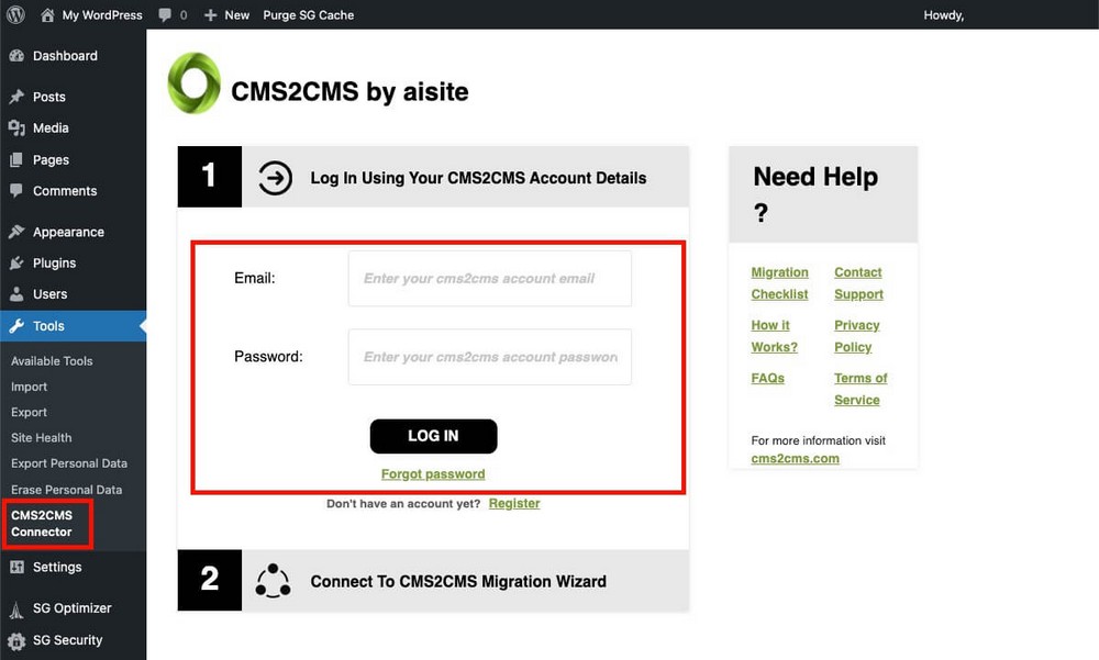 Complemento de conexión CMS2CMS