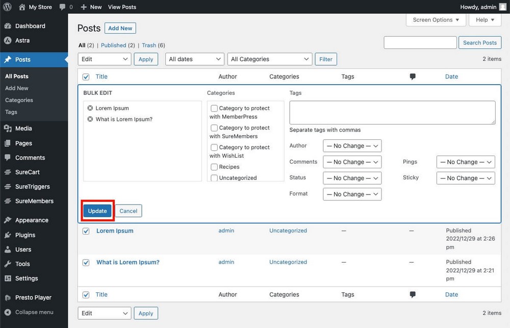Actualización masiva de publicaciones en WordPress