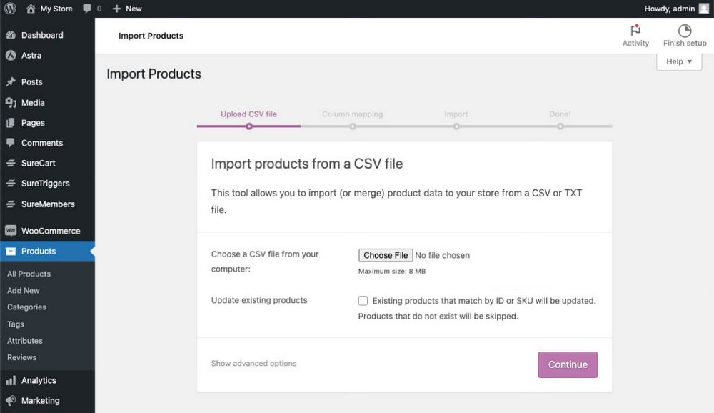 Importar CSV Wix eCommerce en WordPress