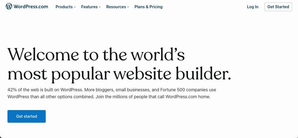Página de inicio de Wordpress.com