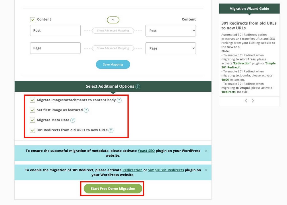 Opciones avanzadas de migración de Wix a WordPress
