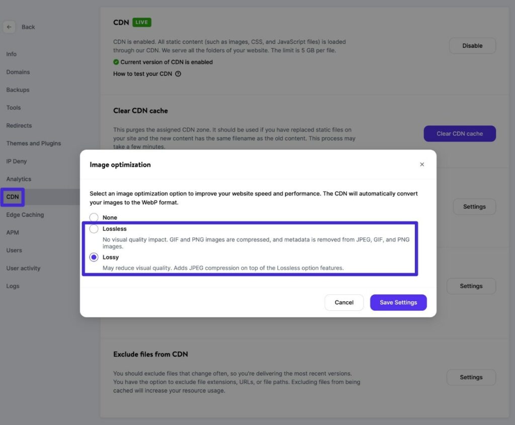Come abilitare la funzione di ottimizzazione delle immagini di Kinsta.