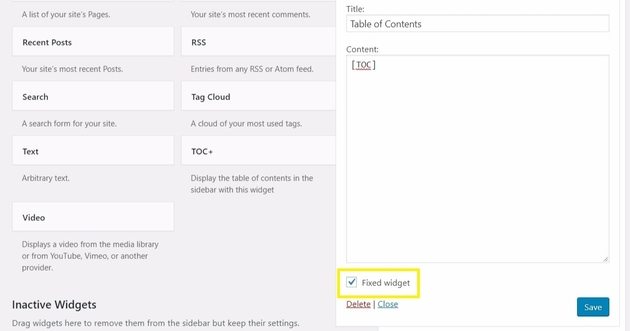 daftar isi mengambang untuk wordpress