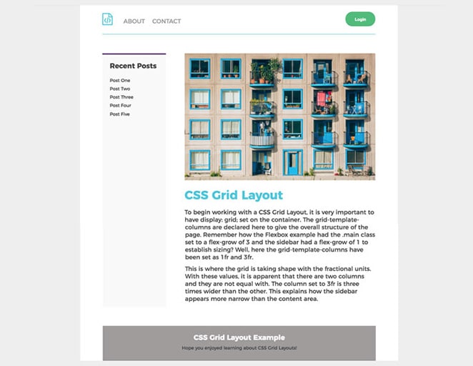 layout per griglia del volano e screenshot del layout della griglia css flexbox