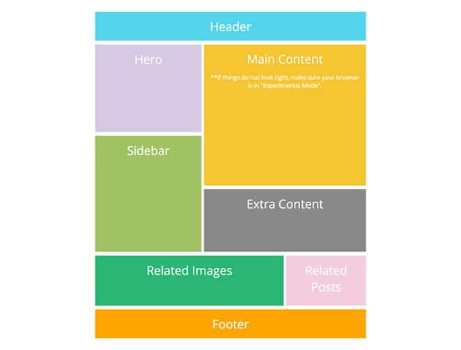 layout con griglia a volano e avviamento combinato flexbox