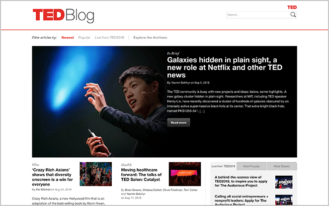 TED 博客網站截圖 wordpress 博客示例