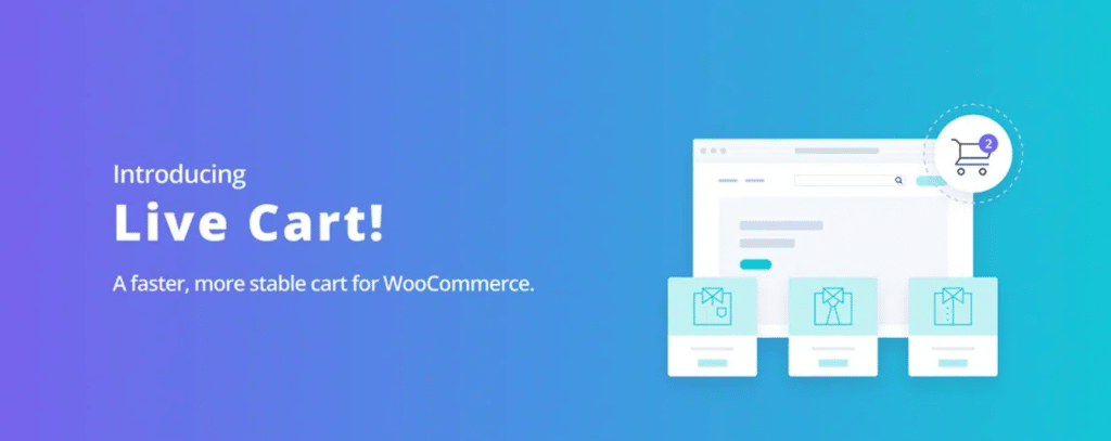 imagem promocional do Live Cart do WP Engine que diz Apresentando o Live Cart: um carrinho mais rápido e estável para WooCommerce