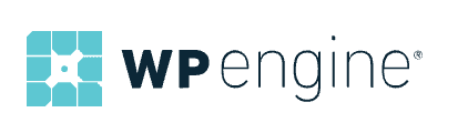 Marca nominativa do WP Engine. A engrenagem azul do WP Engine fica à esquerda do nome da empresa
