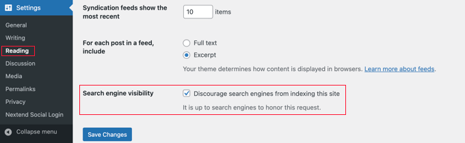 WordPress 中的搜索引擎可见性设置 Search Engine Visibility Setting in WordPress