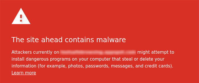 Google 安全浏览恶意软件警告 Google safe browsing malware warning