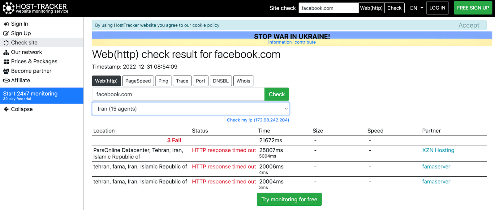 Sito Web Host-Tracker