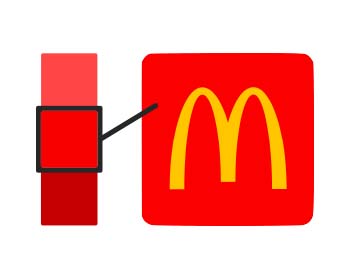 El logotipo de McDonald's con un tono de rojo seleccionado