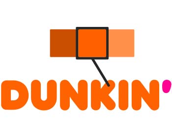 El logotipo de Dunkin' Donuts con un tono de naranja seleccionado