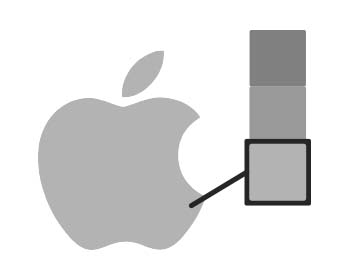 El logotipo de Apple con un tono de gris seleccionado