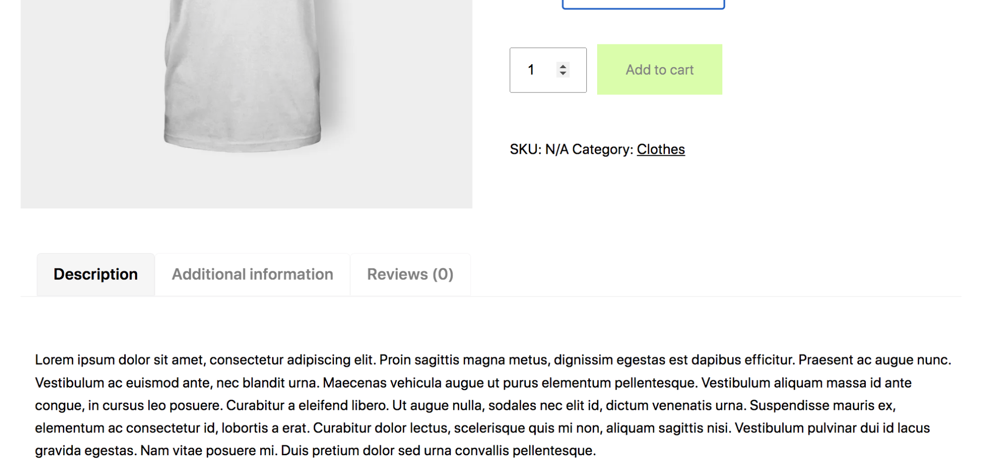 ตัวอย่างแท็บใน WooCommerce