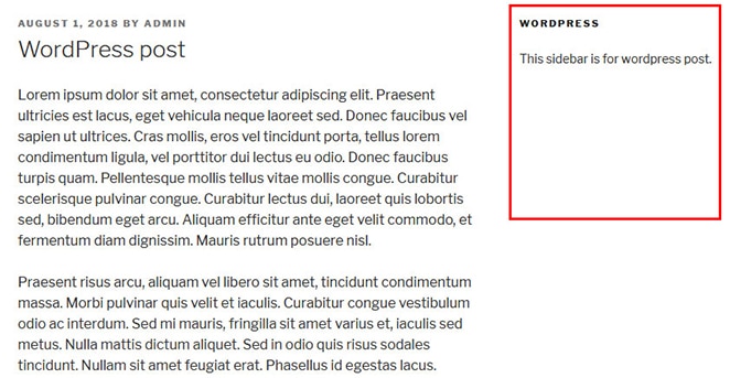 visualização wordpress da postagem ao vivo com barra lateral diferente