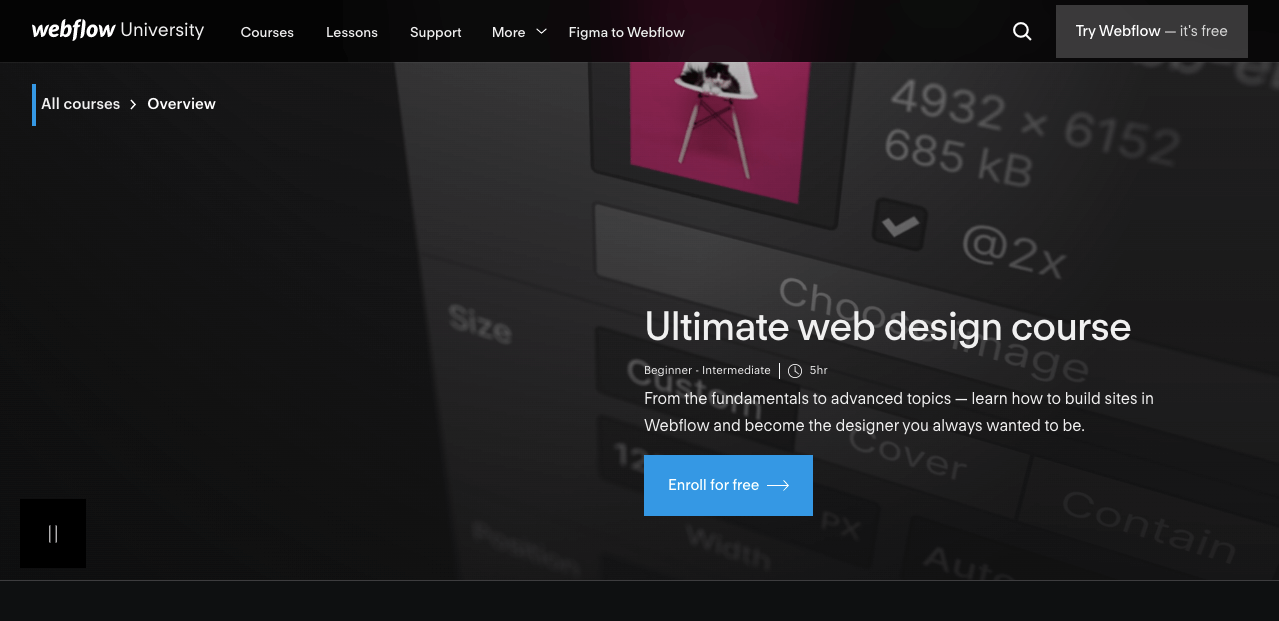 Ultimate web design course of Webflow University