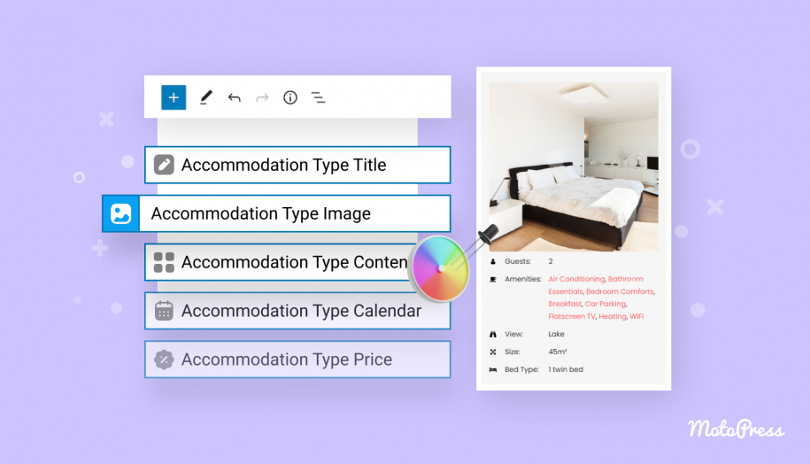 Изображение, показывающее блоки Hotel Booking и Styles.