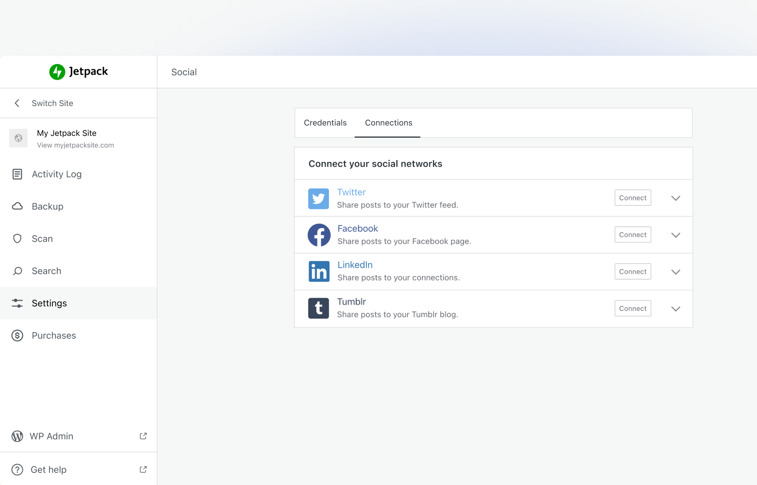 conectarea rețelelor de social media la Jetpack Social