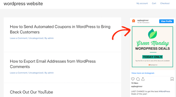 WordPress kenar çubuğu gibi widget'a hazır bir alana Instagram gönderisi ekleme Adding an Instagram post to a widget-ready area such as the WordPress sidebar