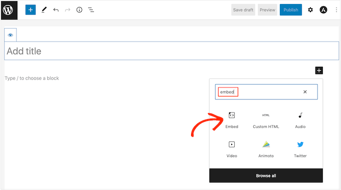 Embed bloğunu bir WordPress sayfasına veya gönderiye ekleme Adding the Embed block to a WordPress page or post